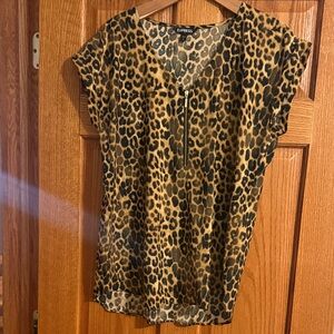 Express Leopard Print Blouse in Black and Tan